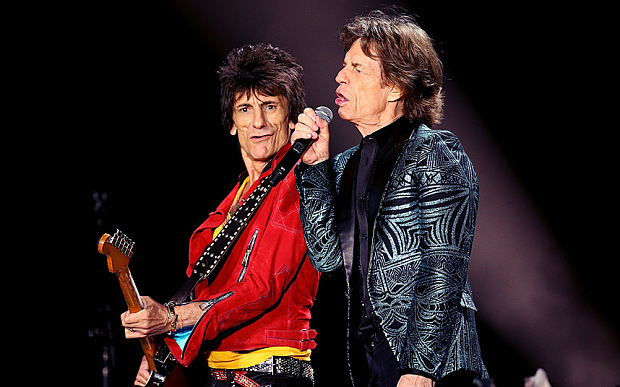 The Rolling Stones Perform Live In Adelaide...ADELAIDE, AUSTRALIA - OCTOBER 25: Ronnie Wood and Mick Jagger of The Rolling Stones perform live at Adelaide Oval on October 25, 2014 in Adelaide, Australia. (Photo by Morne de Klerk/Getty Images)