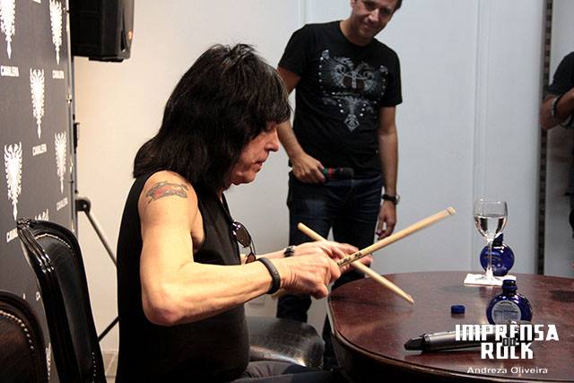 Marky Ramone, na coletiva de imprensa, em São Paulo para o Imprensa do Rock.