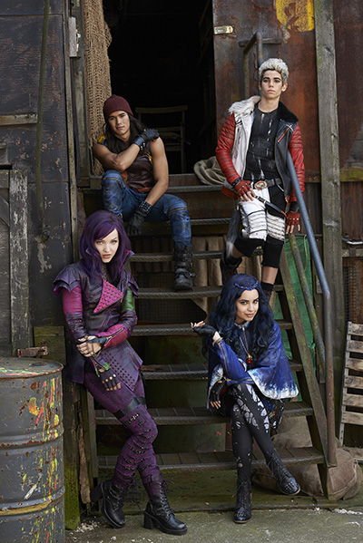 DESCENDANTS - Disney Channel's original movie "Descendants" stars Dove Cameron as Mal, BooBoo Stewart as Jay, Sofia Carson as Evie and Cameron Boyce as Carlos. (DISNEY CHANNEL/Bob D'Amico)