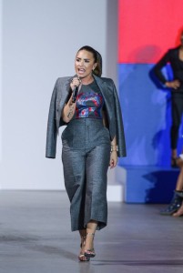 Mandatory Credit: Photo by Aurora Rose/REX/Shutterstock (5892923am) Demi Lovato on Runway Hillary Clinton Fashion Show Fundraiser, New York, USA - 06 Sep 2016